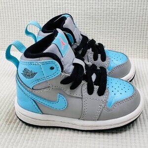 Nike Air Jordan 1 Retro Sneaker Kids 4C Blue Gray High Top 705324–027 Shoes